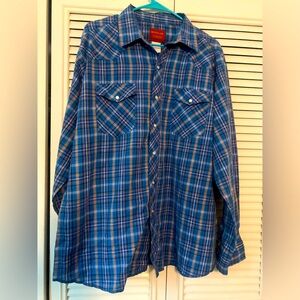 Vintage Rustler Longsleeve Pearl Snap Western Button Up Shirt Sz XL